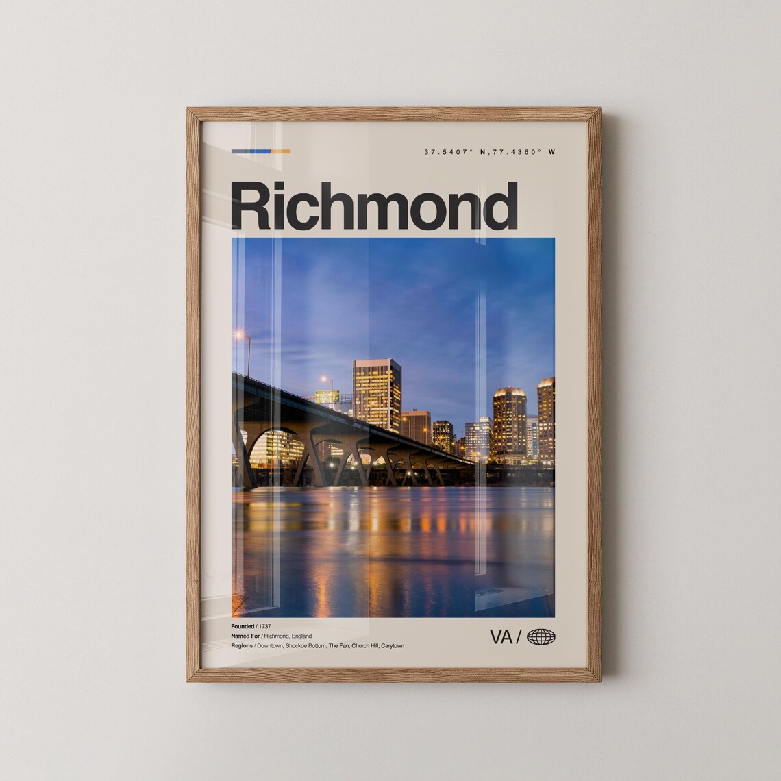 Richmond Real Photo Travel Poster, Mid-Century Map