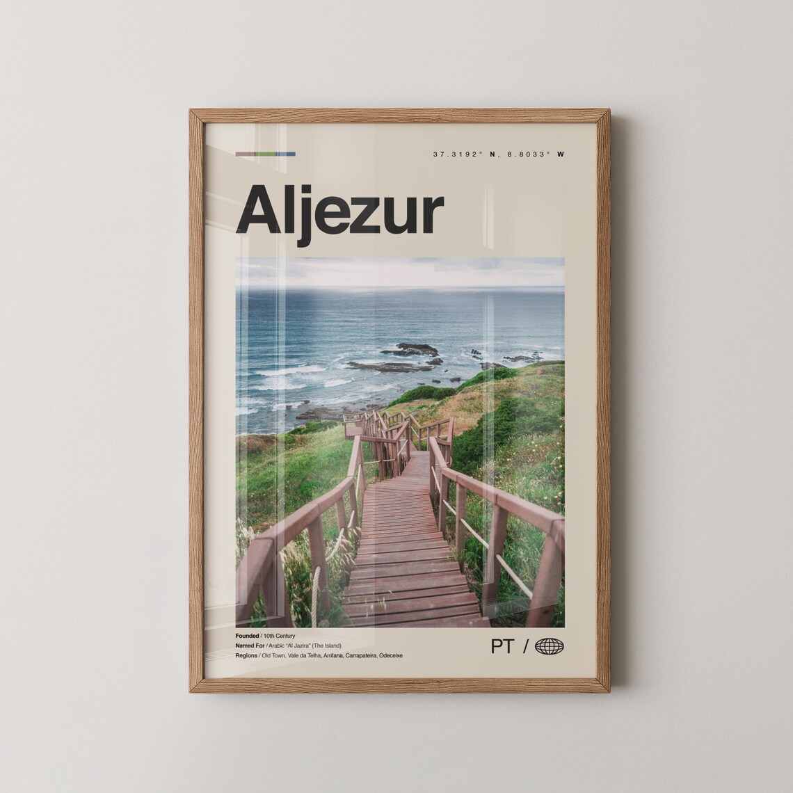 Aljezur Portugal Coastal Boardwalk Ocean Cliffs Photo Travel Poster