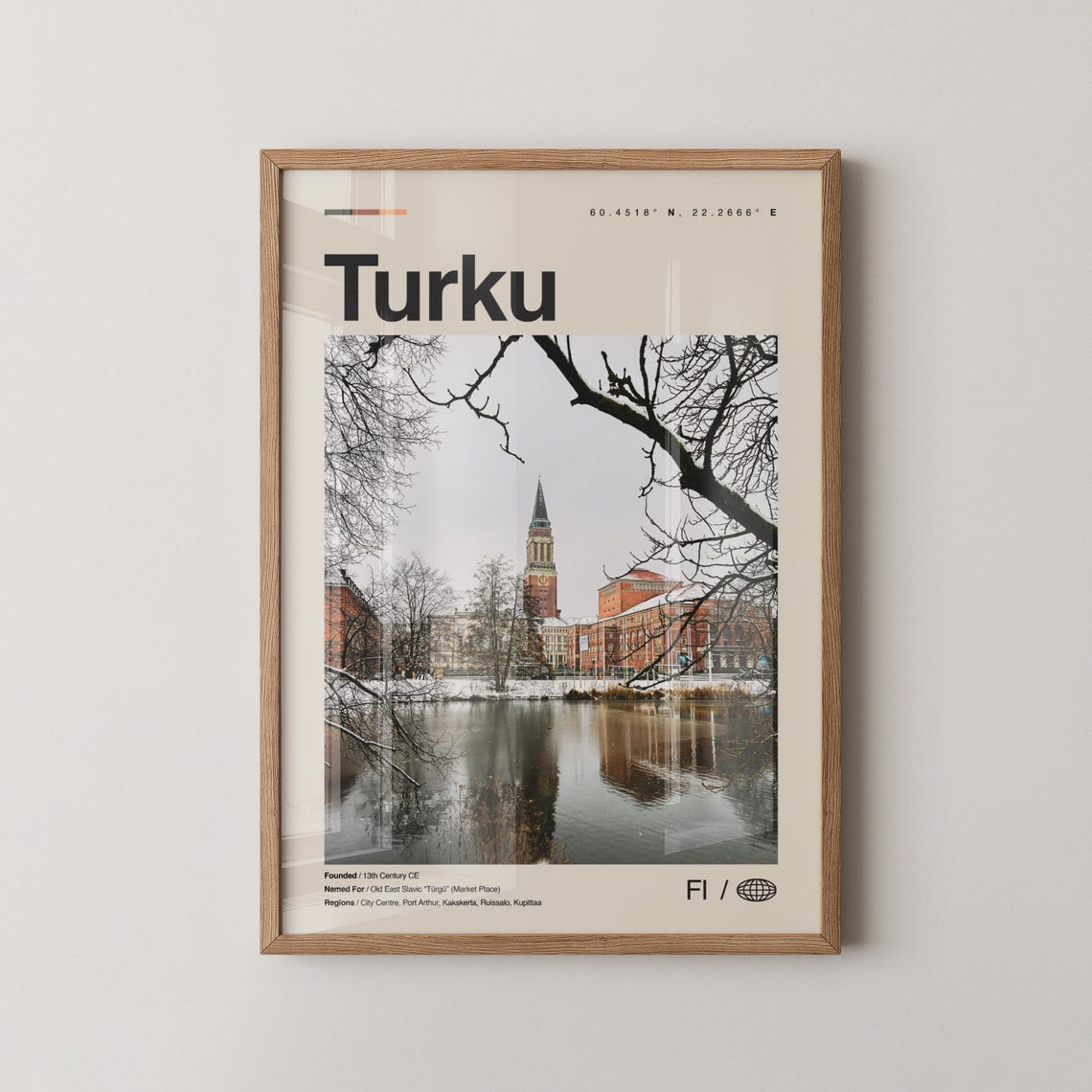 Turku Finland Winter Cathedral Riverside View Travel Photo Poster