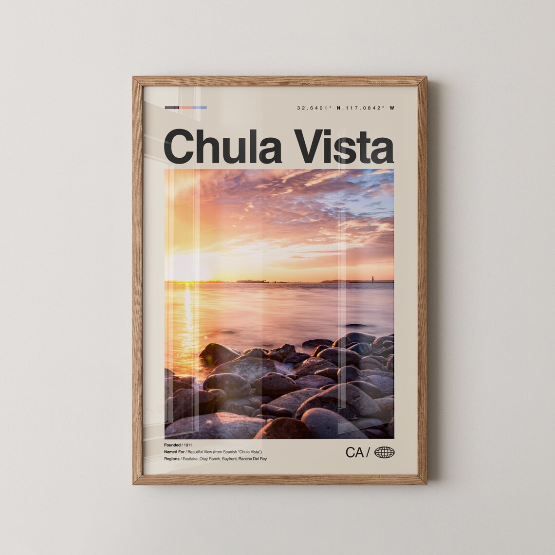 Chula Vista California Sunset Beach Rocky Shore Photo Poster