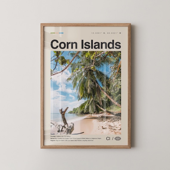 Corn Islands Palm Beach Nicaragua Minimalist Photo Travel Poster