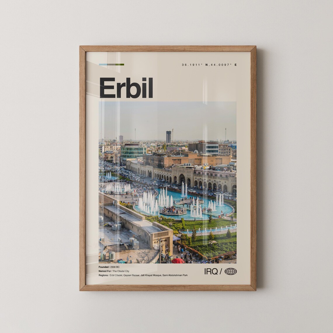 Erbil Iraq Historic Citadel City Vintage Photo Travel Poster