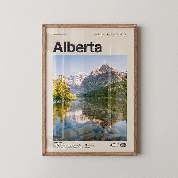 Alberta Canadian Rockies Mountain Lake Reflection Photography Poster