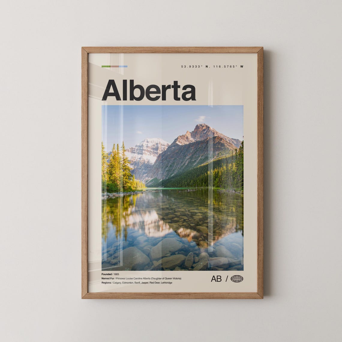 Alberta Canadian Rockies Mountain Lake Reflection Photography Poster