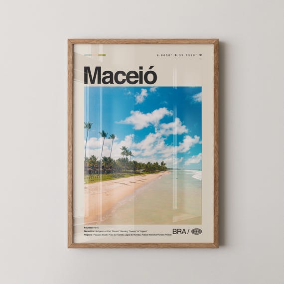 Macei Print Wall Art Poster Brazil Beach Photography Tropical Coastal Decor