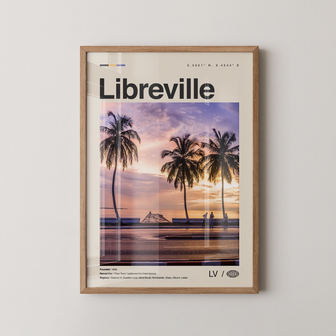 Libreville Gabon Palm Beach Sunset Travel Photography Poster