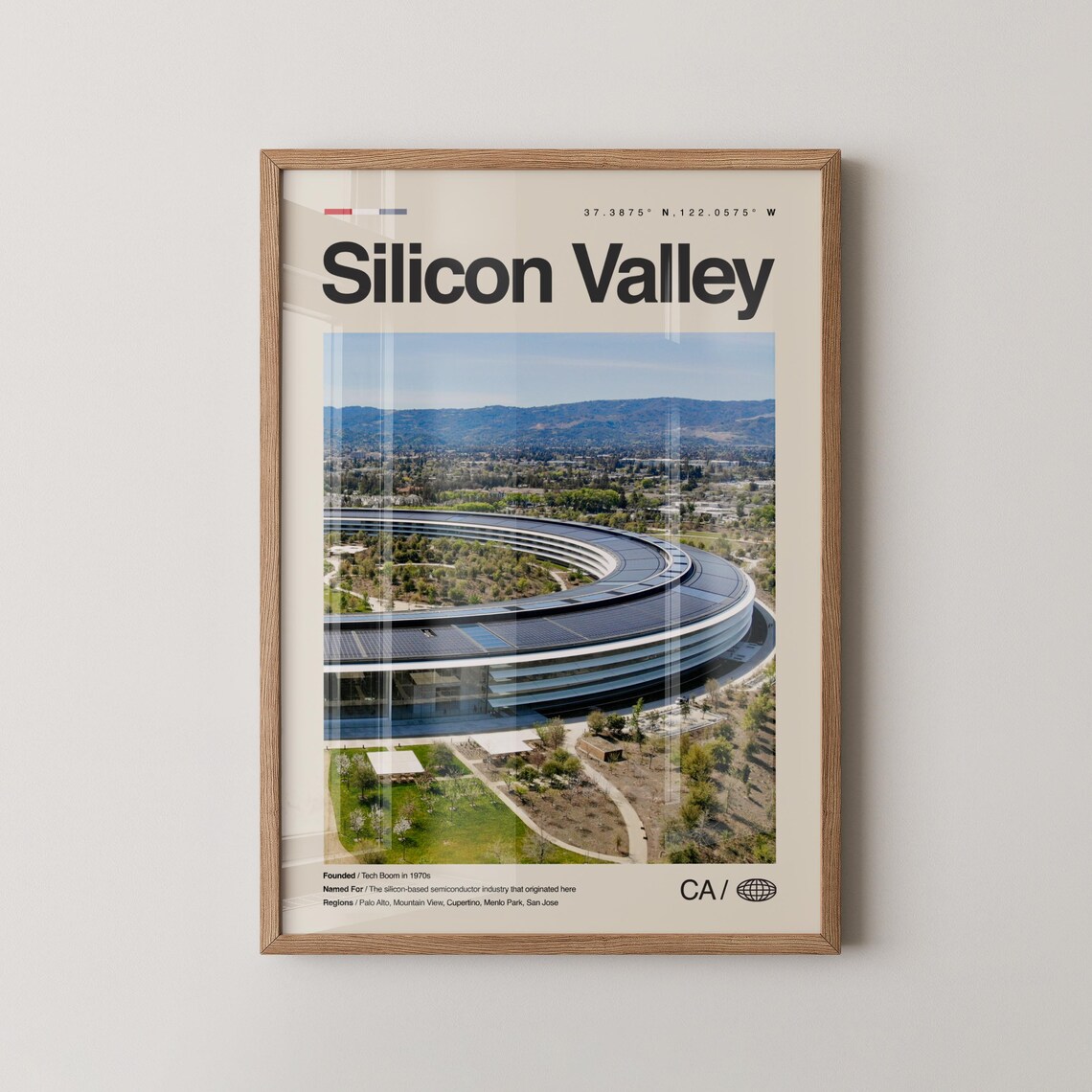 Silicon Valley Aerial Circular Tech Campus California Art Poster