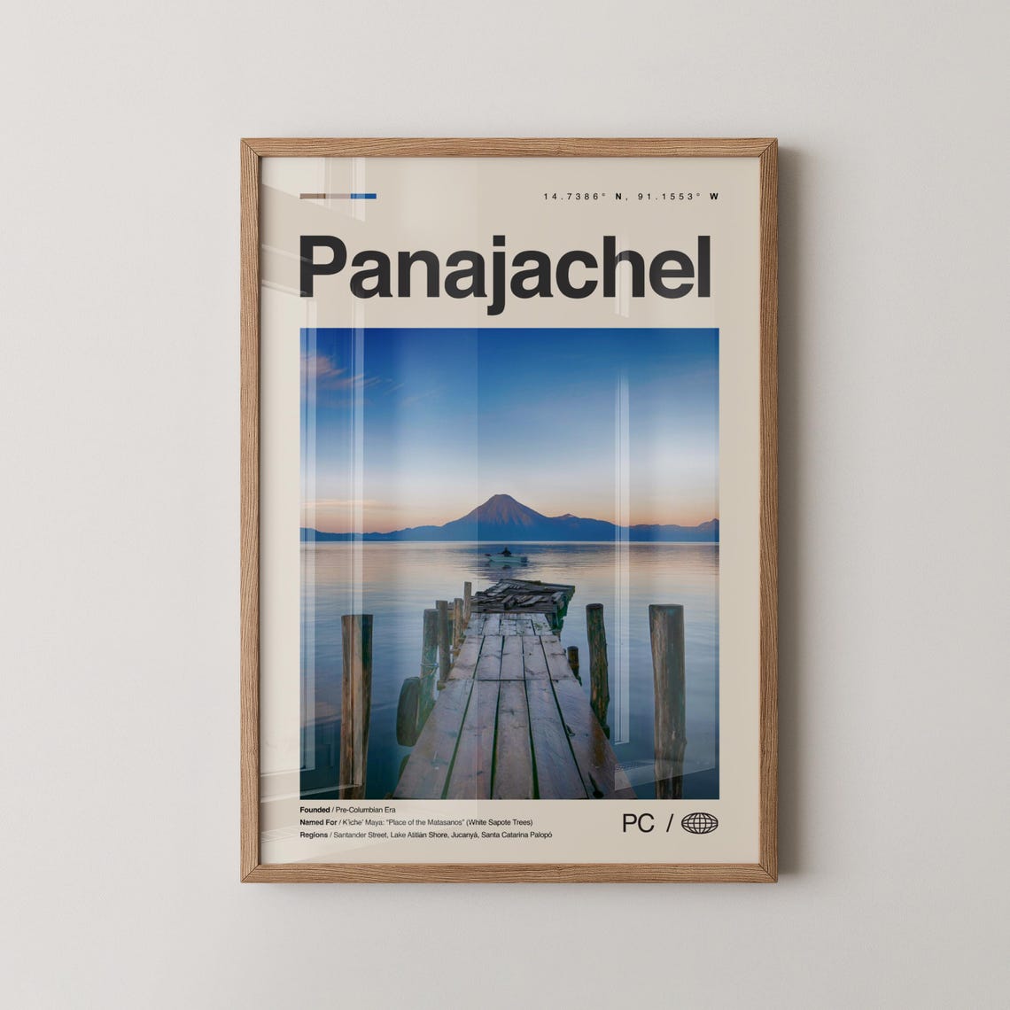 Panajachel Print Wall Art Poster Photo Dcor Map Guatemala