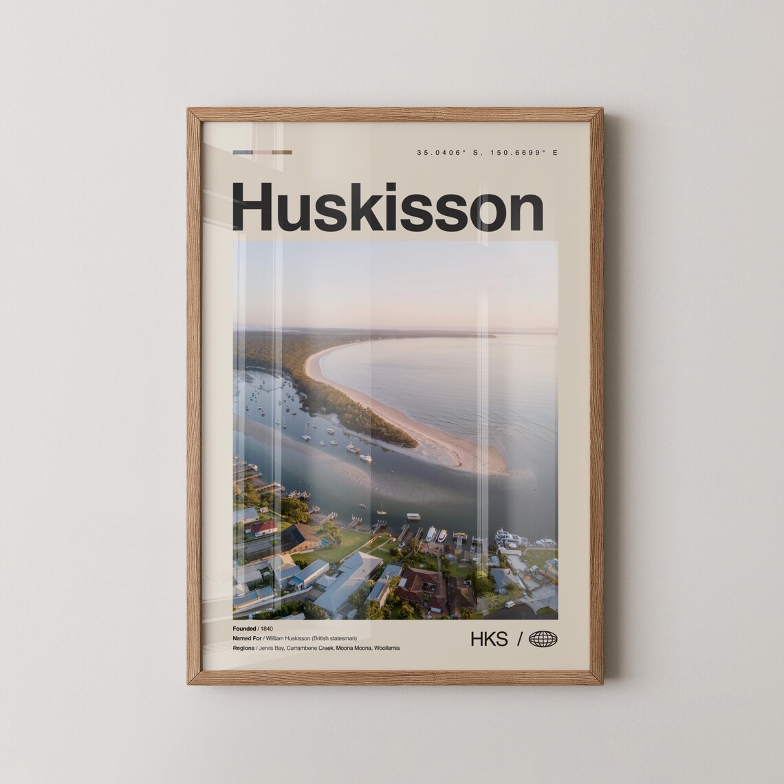 Huskisson Australia Dusk Harbour Aerial Coastal Travel Poster