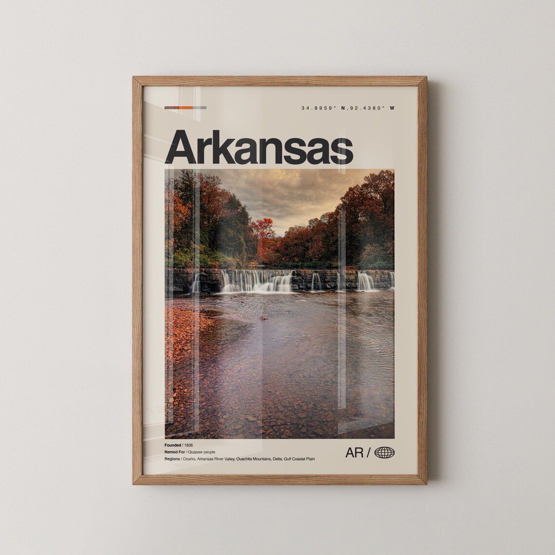 Arkansas Print Wall Art Poster Photo Dcor Map