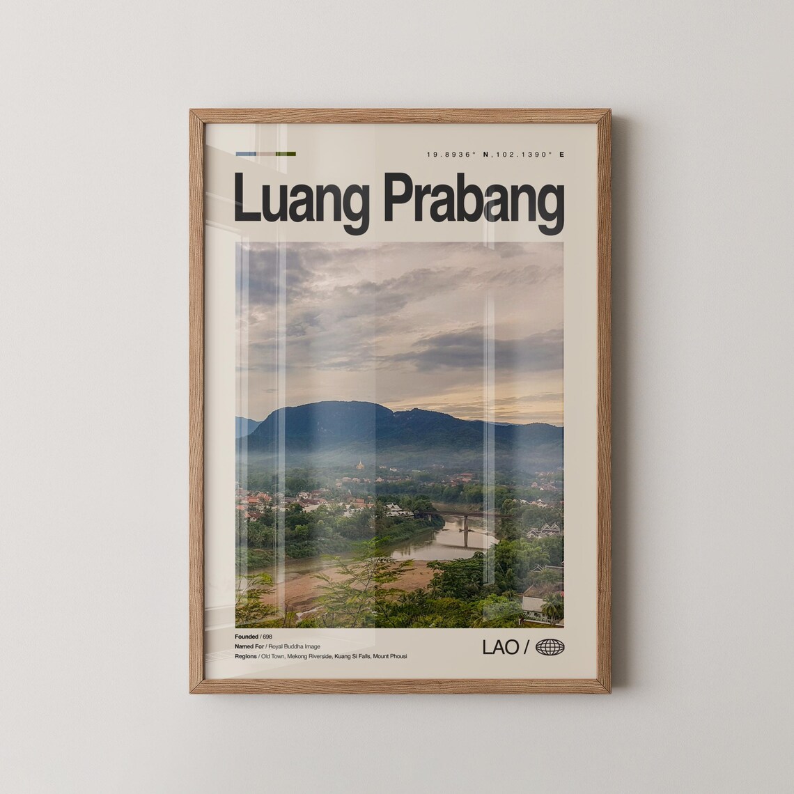 Luang Prabang Laos Travel Art Mekong Valley Mountains Art Print