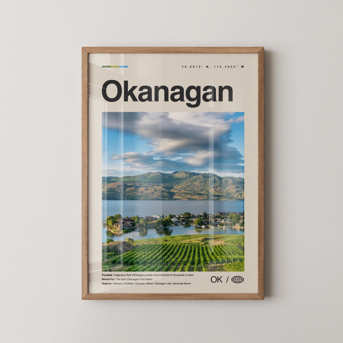 Okanagan Lake Vineyards Rolling Hills Golden Sunset Photography Poster