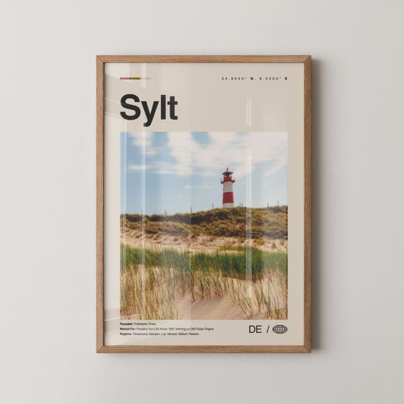 Sylt Print Wall Art Poster Photo Dcor Map Germany