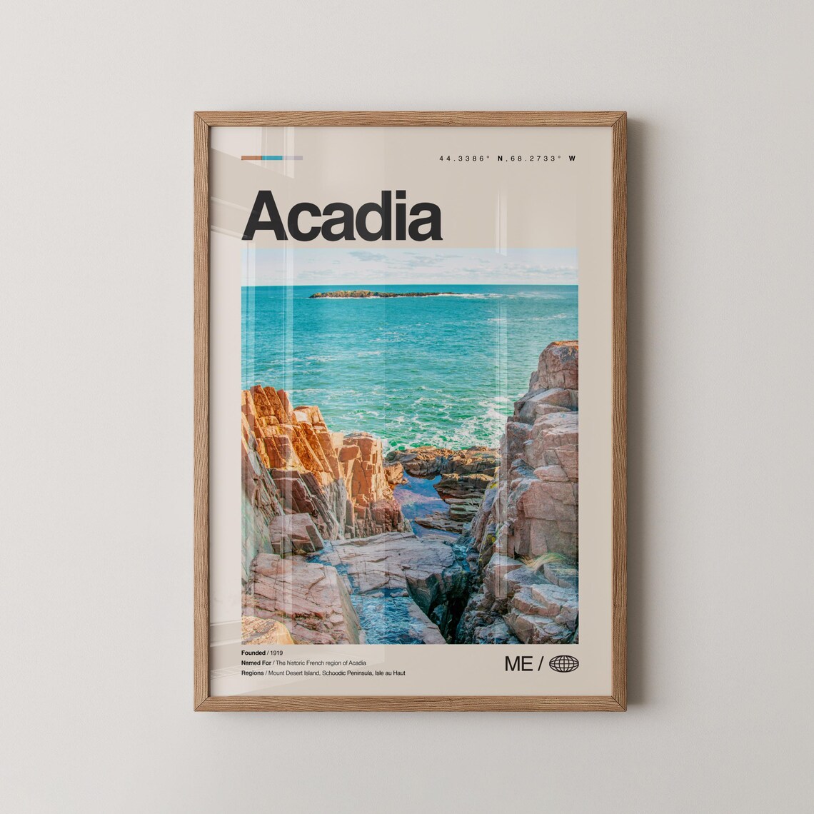 Acadia National Park Maine Rocky Coast Turquoise Sea Photo Poster