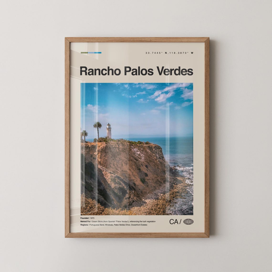Rancho Palos Verdes California Lighthouse Cliffs Travel Poster