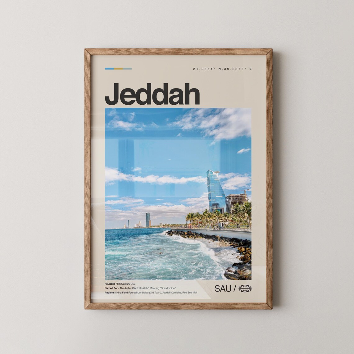 Jeddah Saudi Arabia Travel Poster Red Sea Corniche Skyline Photo