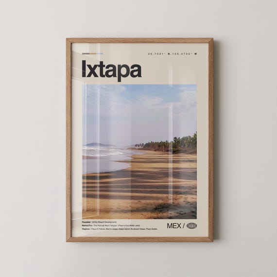 Ixtapa Print Mexico Wall Art Poster Photo Playa El Palmar Island Marina Delfiniti Dolphinarium