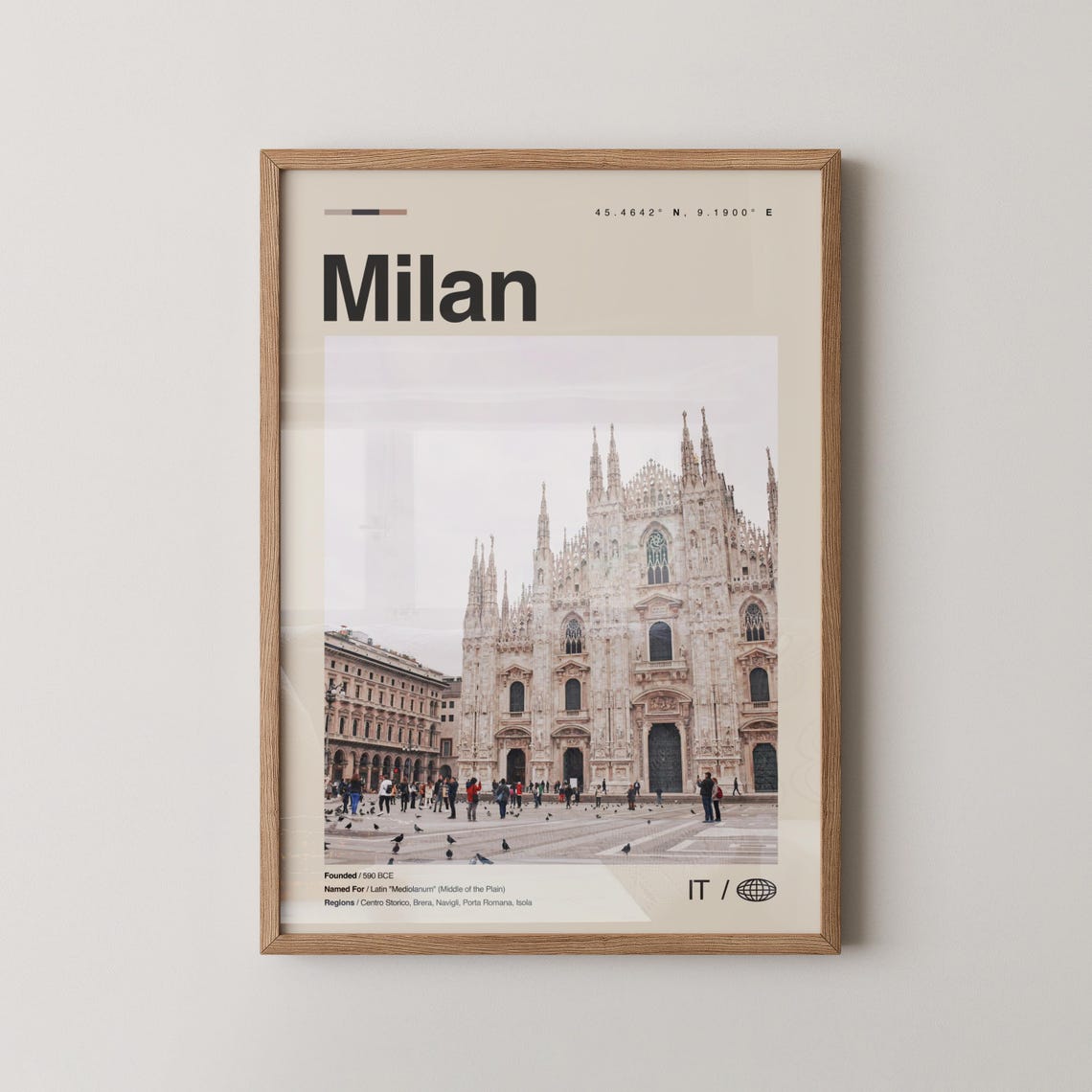 Milan Italy Duomo Cathedral Piazza Minimalist City Travel Poster