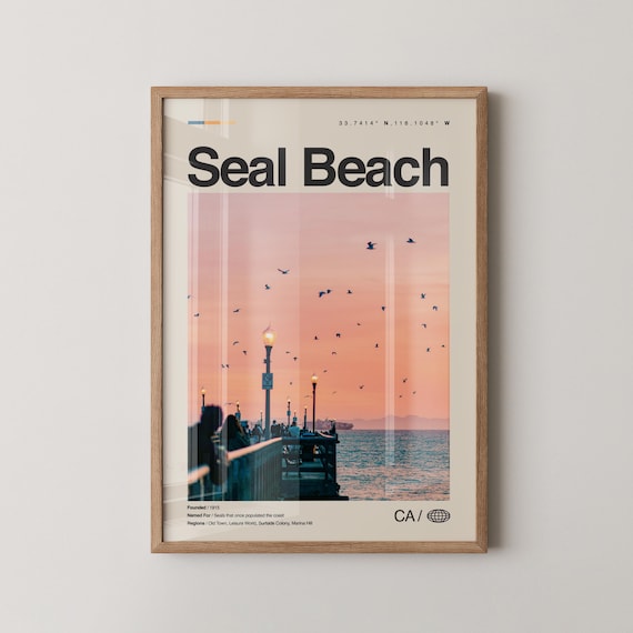 Seal Beach Print Wall Art Poster Photo Pier Main Street Alamitos Bay San