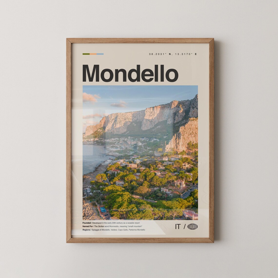 Mondello Sicily Italy Bay Beach Aerial Scenic Travel Photo Poster