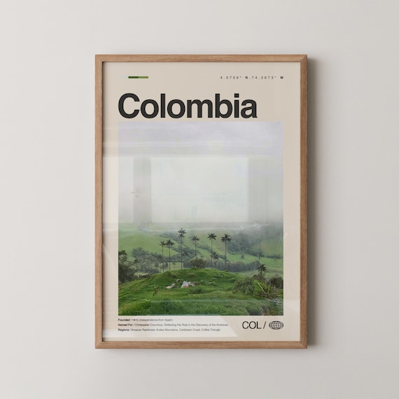 Colombia Coffee Triangle Andes Mountains Minimal Travel Photo Poster