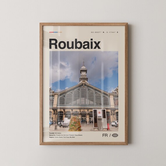 Roubaix Print Wall Art Poster Photo Dcor Map France