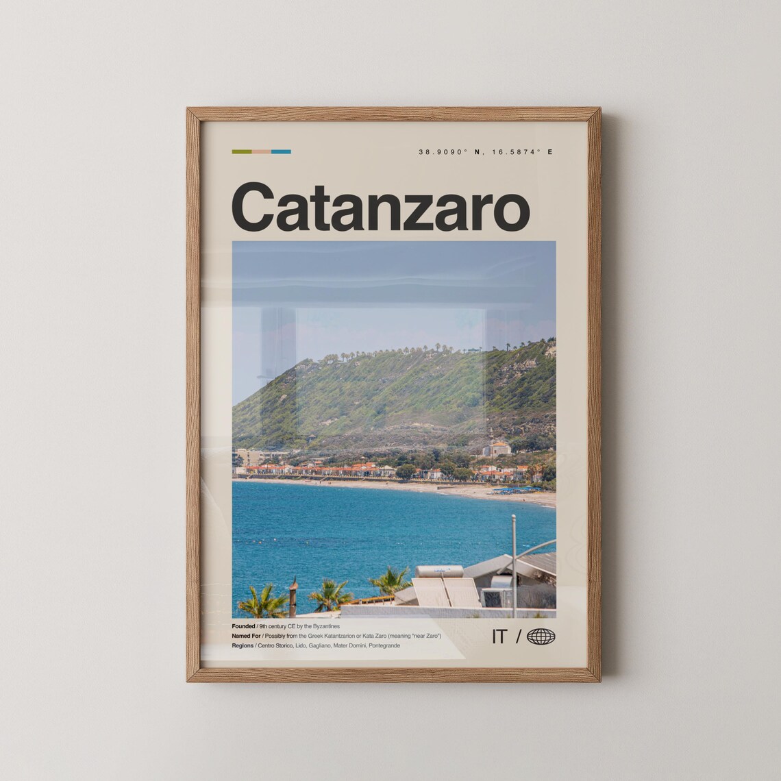 Catanzaro Print Black And White Wall Art Poster Photo Dcor Map Italy