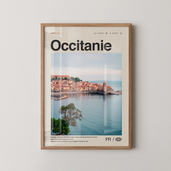Occitanie Print Wall Art Poster Photo Dcor Map France