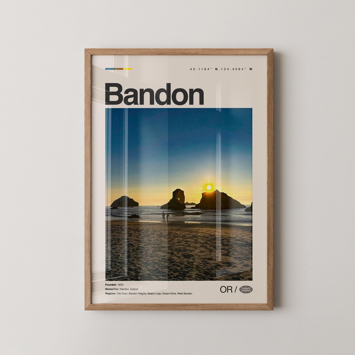 Bandon Print Wall Art Poster Photo Dcor Map Oregon