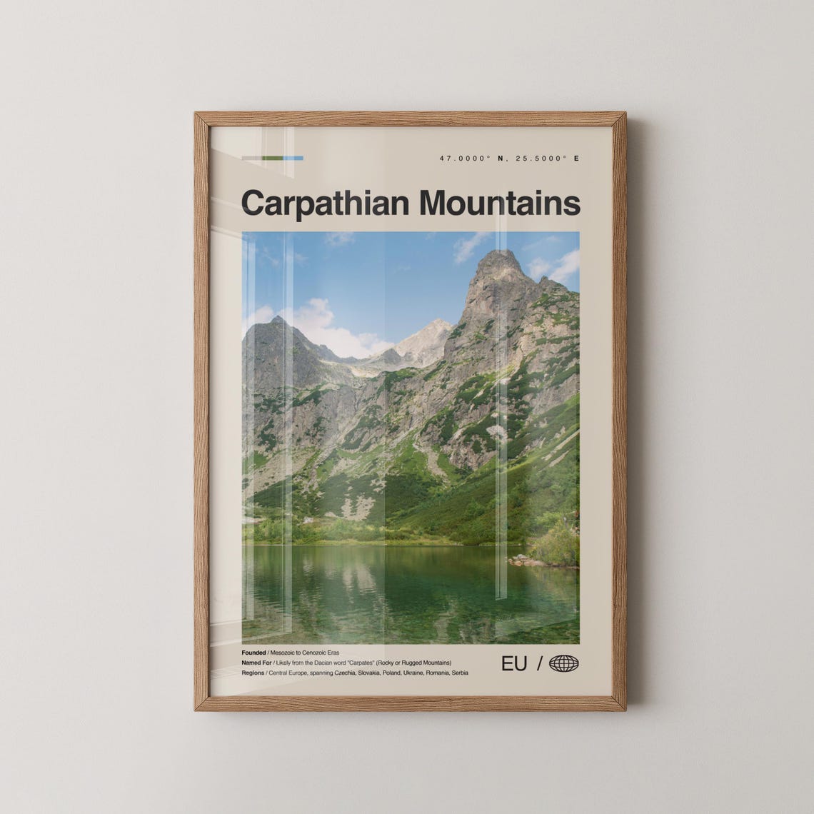 Carpathian Mountains Print Wall Art Poster Photo Dcor Map