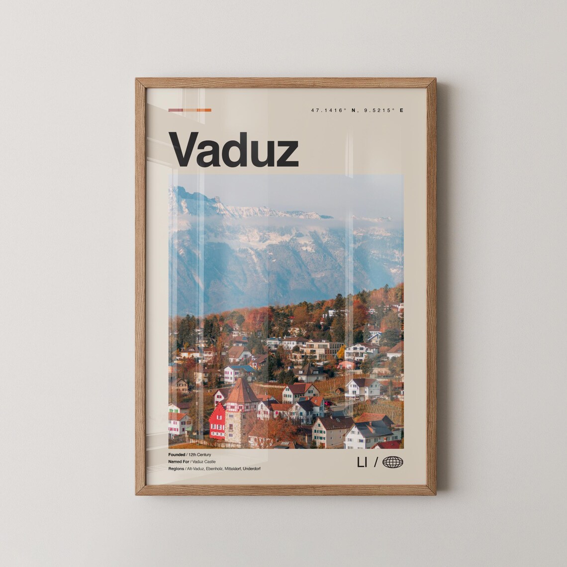 Vaduz Liechtenstein Alpine Mountain Town View Travel Photo Poster