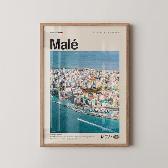 Mal Print Maldives Wall Art Poster Photo Ocean Artificial Beach Old Friday Mosque Fish Market
