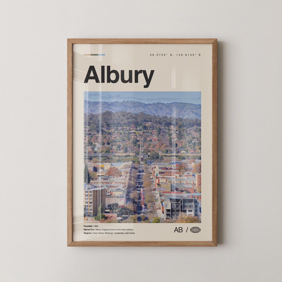 Albury New South Wales Australia Main Street Aerial Travel Poster