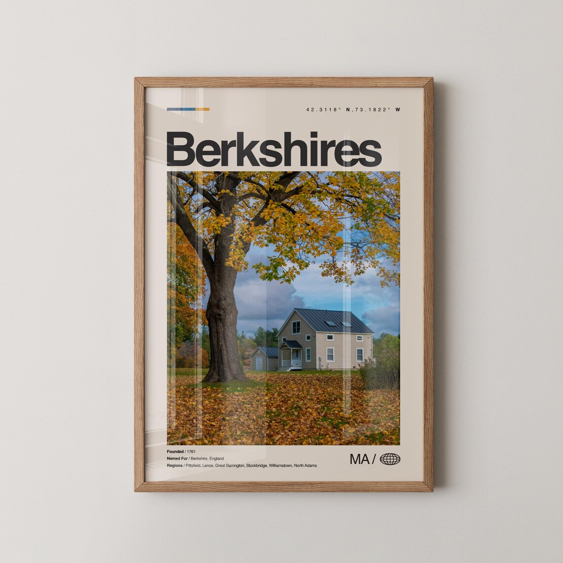 Berkshires Massachusetts Autumn Farmhouse Fall Colors Photo Poster