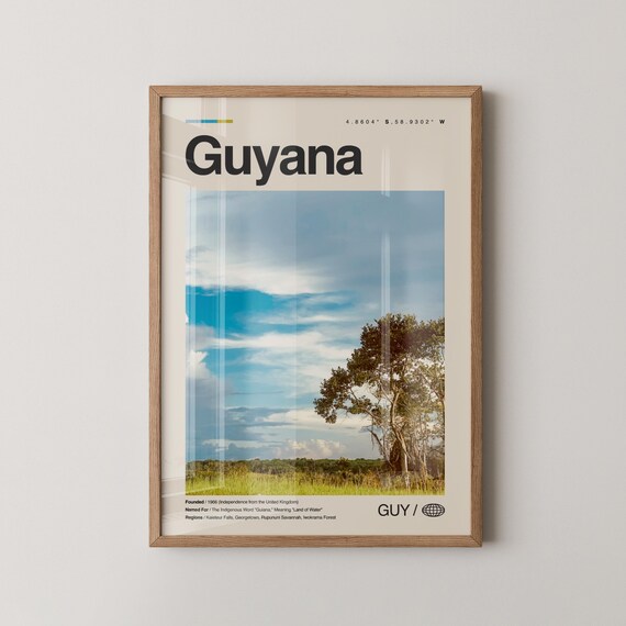 Guyana South America Savanna Grassland Landscape Travel Poster