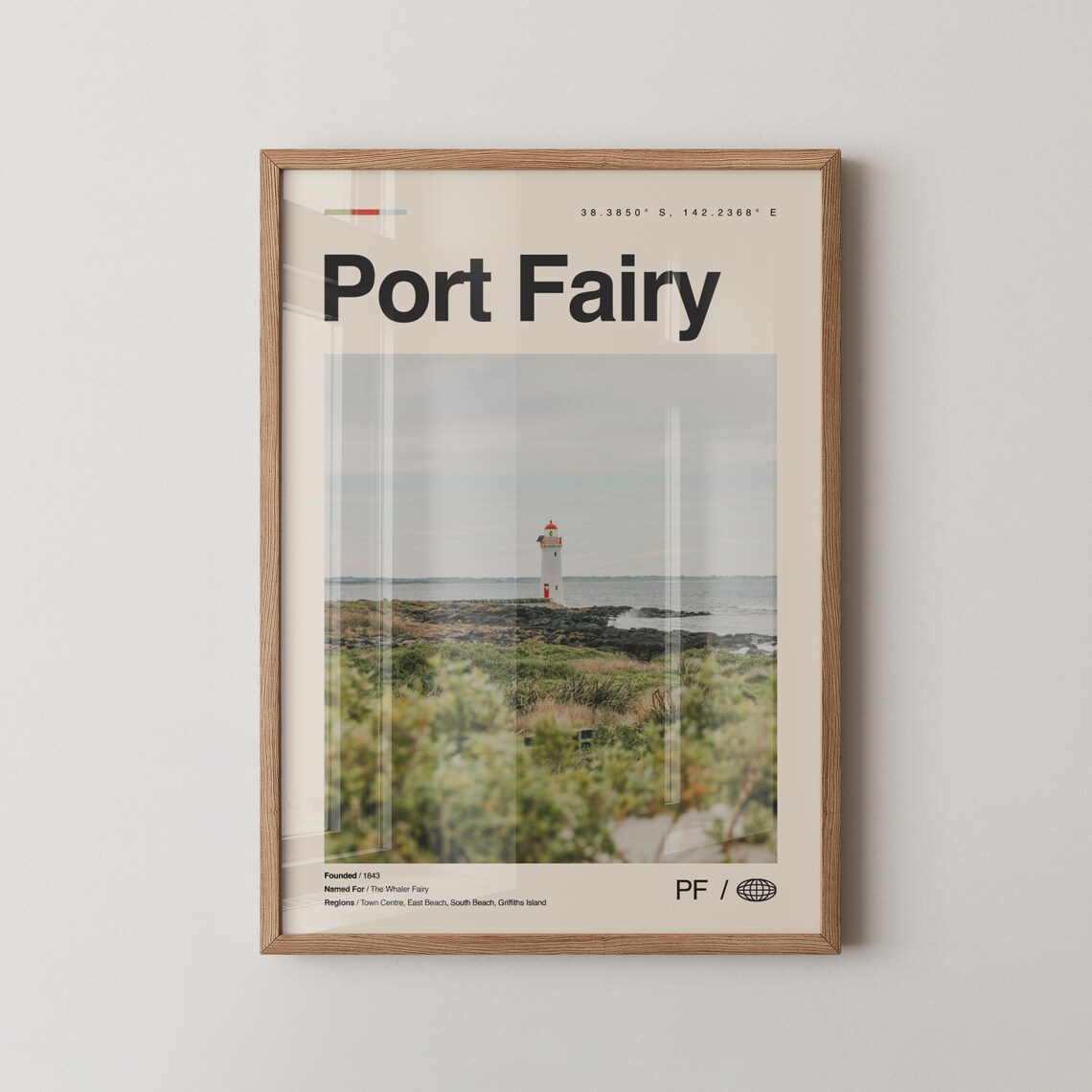 Port Fairy Australia Lighthouse on Rocky Shore Travel Poster