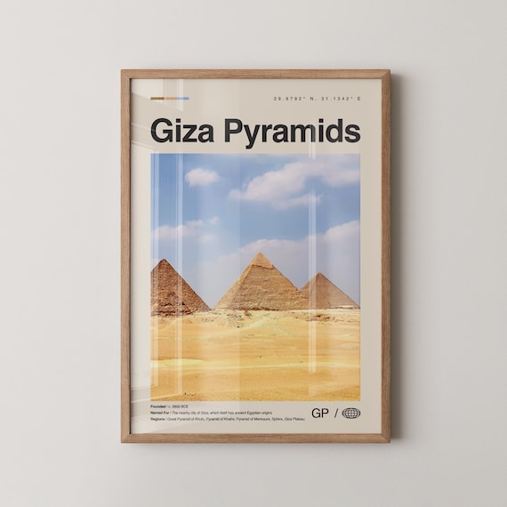Giza Pyramids Egypt Desert Photo Modern Minimalist Travel Poster