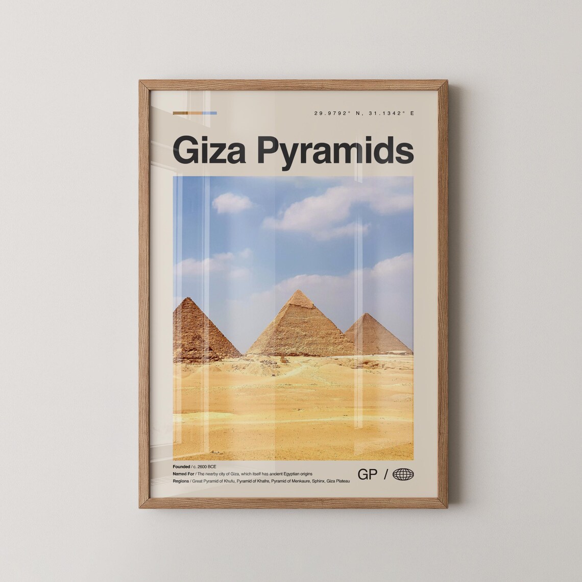 Giza Pyramids Egypt Desert Photo Modern Minimalist Travel Poster