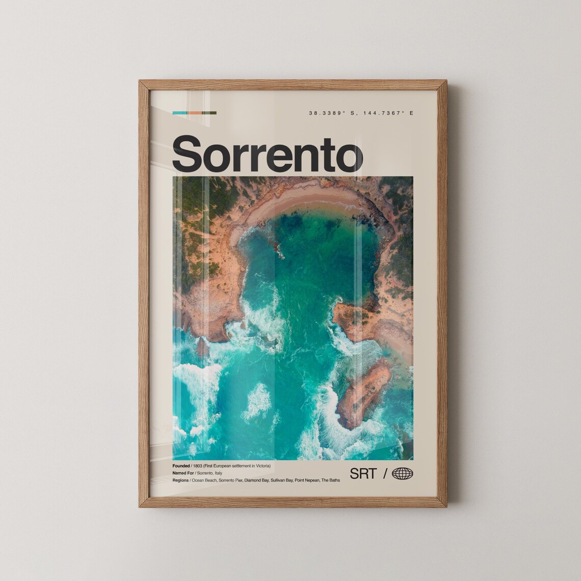 Sorrento Victoria Aerial Turquoise Cove Coastal Travel Poster
