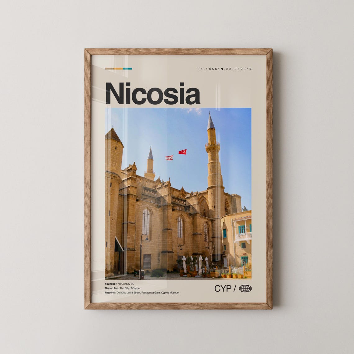Nicosia Cyprus Old Town Selimiye Mosque Landmark Photo Travel Poster