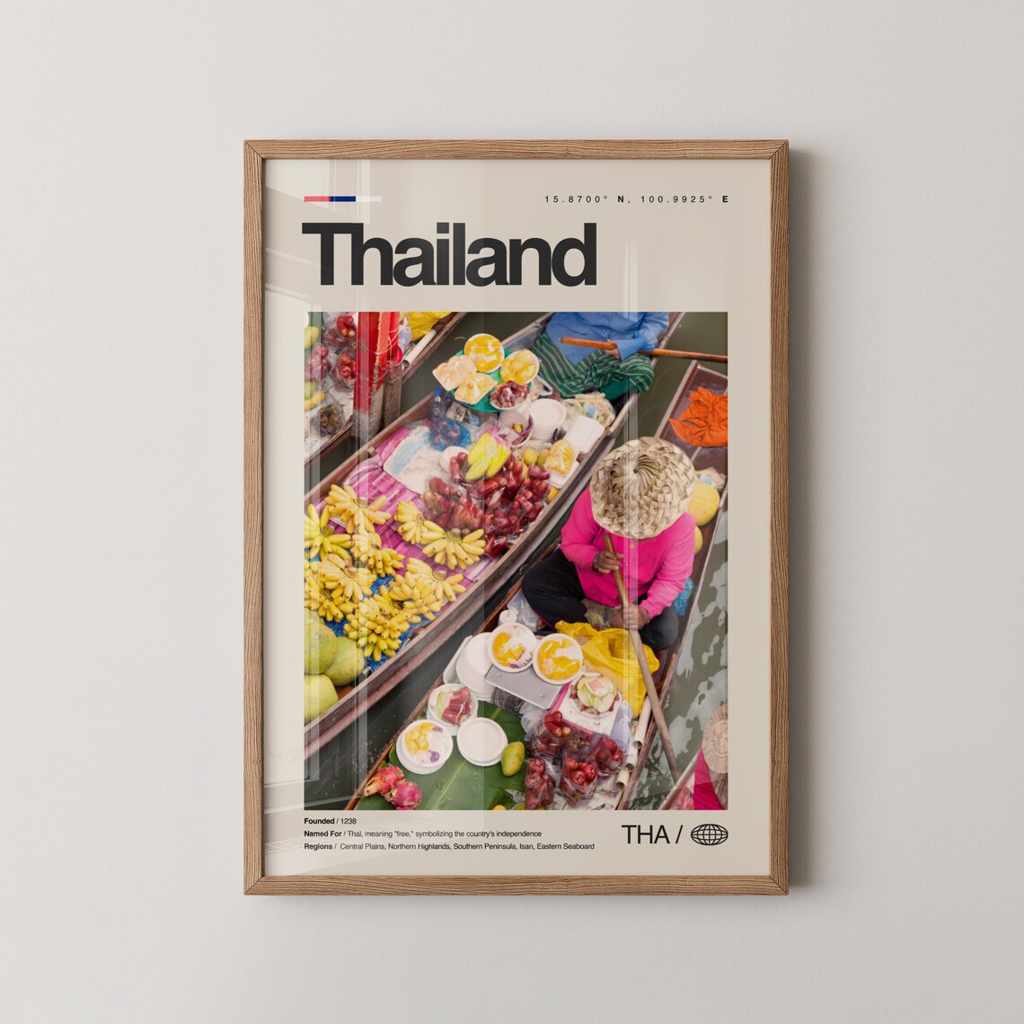 Thailand Travel Poster, Bangkok Chiang Mai Phuket