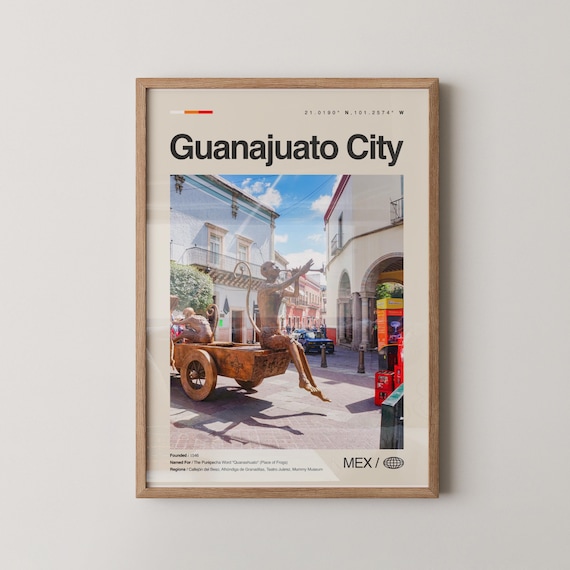 Guanajuato City Colonial Street Musician Statue Travel Poster Photo