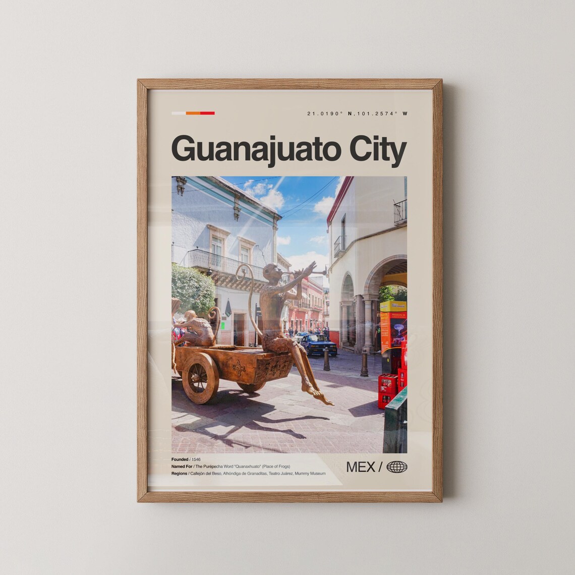 Guanajuato City Colonial Street Musician Statue Travel Poster Photo