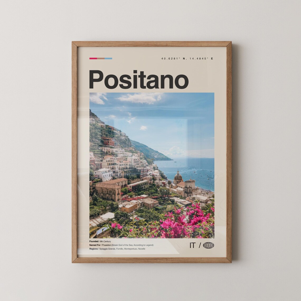 Positano Italy Bougainvillea Coast Village Photo Travel Poster