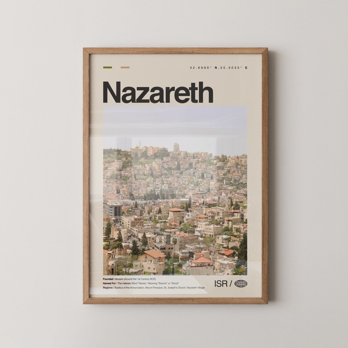 Nazareth Minimalist City Photography Hillside Old Town View Poster