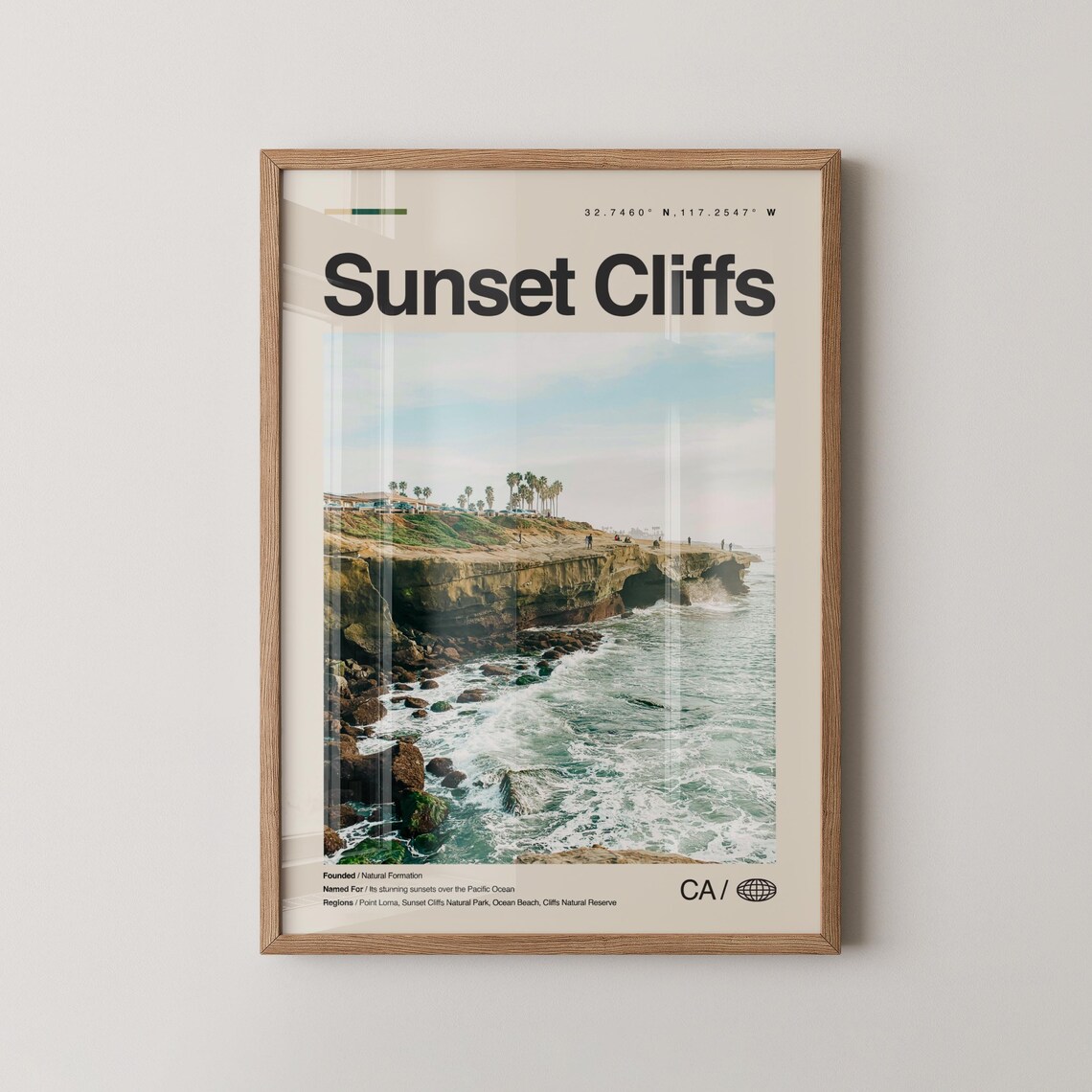 Sunset Cliffs Natural Park Ocean Travel Poster