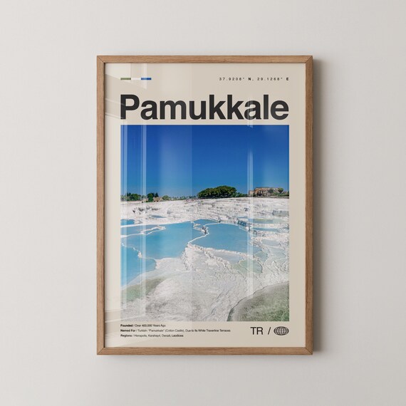 Pamukkale Print Wall Art Poster Photo Dcor Map Turkey