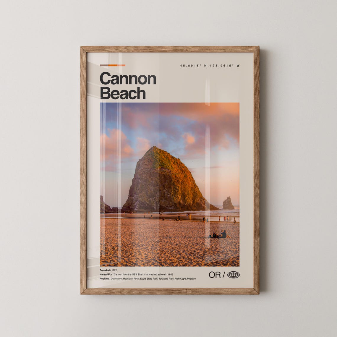 Cannon Beach Oregon Haystack Rock Sunset Photo Travel Poster