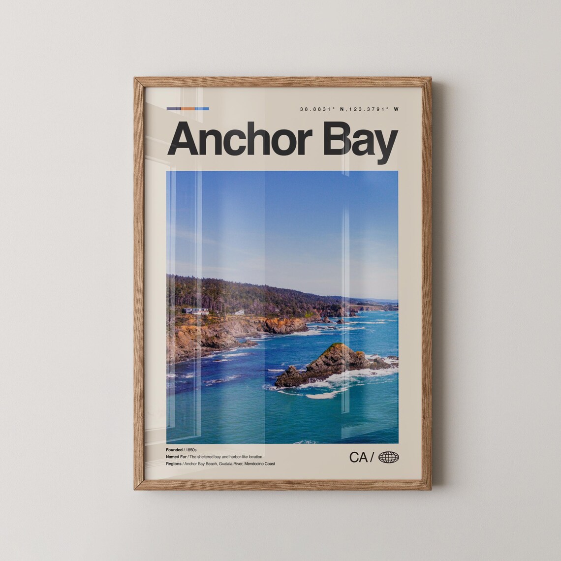 Anchor Bay California Rugged Coastline Photo Minimalist Travel Poster