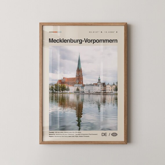 Mecklenburg Vorpommern Germany Lake Church Travel Photo Poster